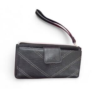 Relic Wristlet Wallet Zip Closure Card Holder Chevron Stitching Faux Leather